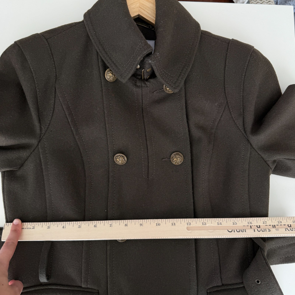 Vintage Worthington Wool Blend Coat Womens Small Green Military Double Breasted - Picture 10 of 14